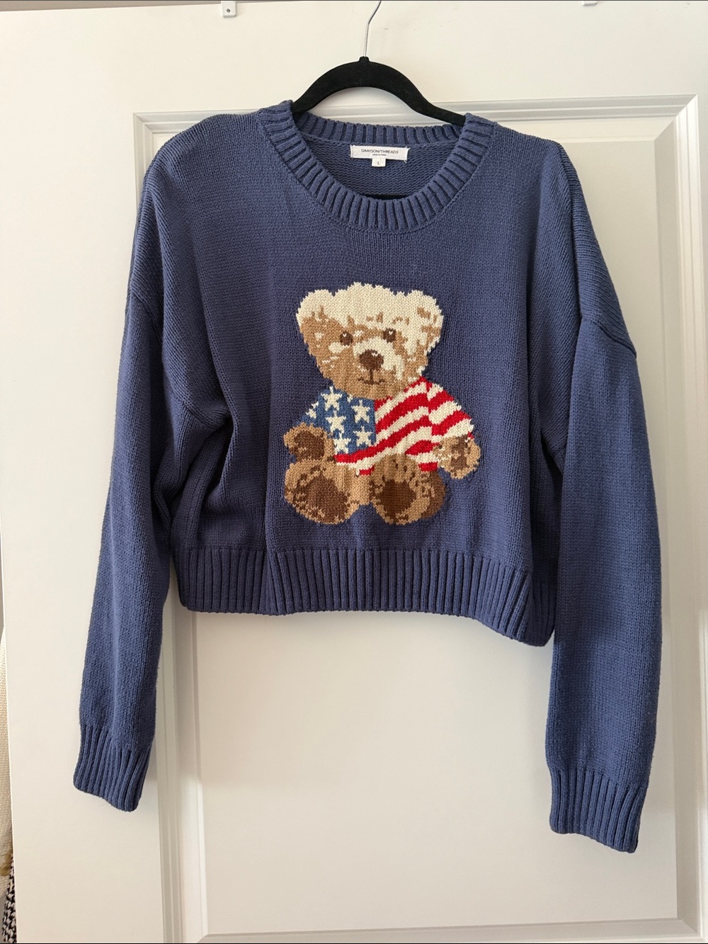 Navy Teddy Bear Crewneck Sweater